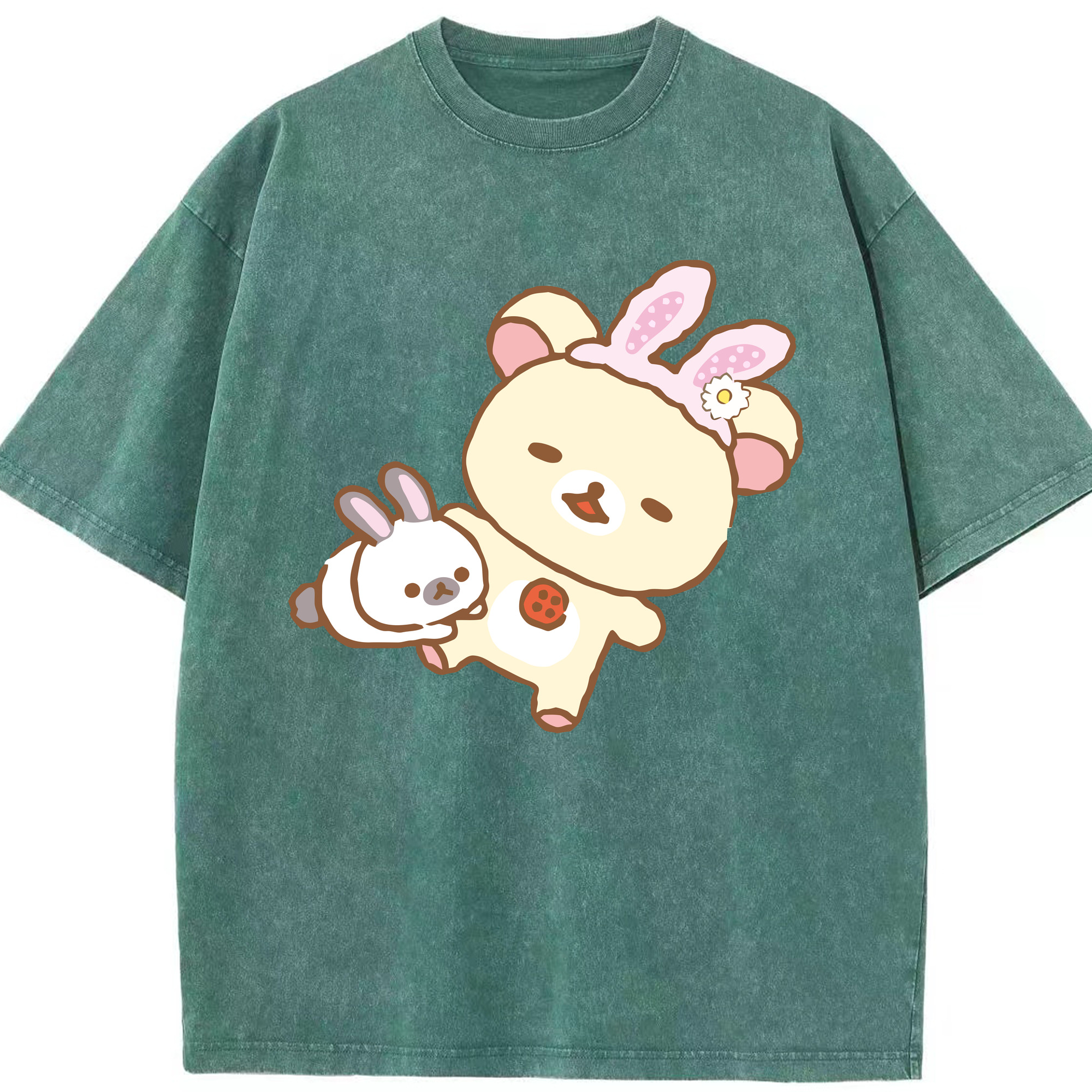 （画像用） リラックマ リラックマ キイロイトリ Rilakkuma Korilakkuma Kiiroitori 綿100% ヴィンテージ風 半袖Tシャツ（フロントプリント）